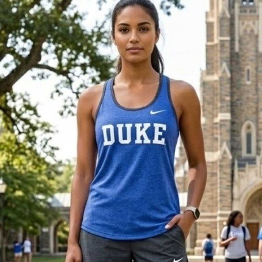 Nike Duke Blue Devils Womens Large Blue Heather Racerback Tank Athletic Workout